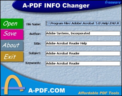 A-PDF INFO Changer 1.0 screenshot