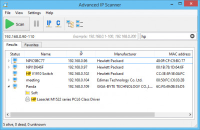 Advanced IP scanner 2.5.3850 screenshot