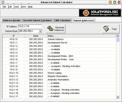 Advanced Subnet Calculator 8.0 screenshot