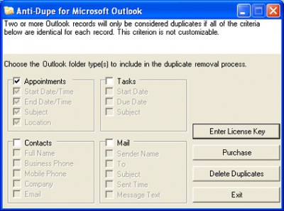 Anti-Dupe for Microsoft Outlook 2.0 screenshot