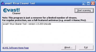 avast! Virus Cleaner 1.0.211 screenshot