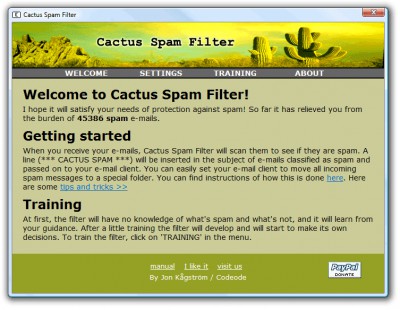 Cactus Spam Filter 3.01 screenshot