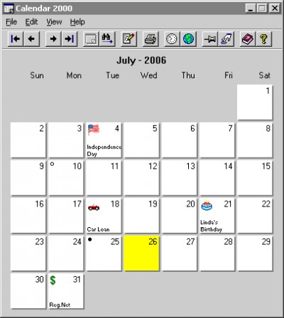 Calendar 2000 4.9 screenshot