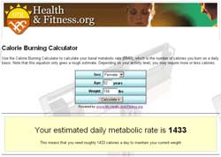 Calorie Burning Calculator 2.1 screenshot