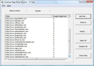 Desktop Google Page Rank Monitor 1.0 screenshot