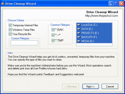 Drive Cleanup Wizard 1.0 screenshot