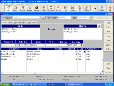 EZAcct accounting software 3.0 screenshot