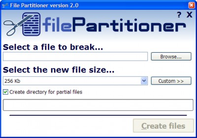 File partitioner 2.0 screenshot