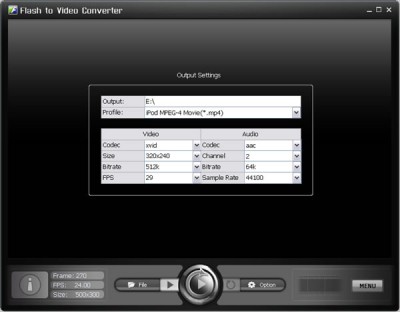 Flash to Video Converter 1.30 screenshot