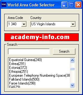 Free Area Code Selector 1.0 screenshot