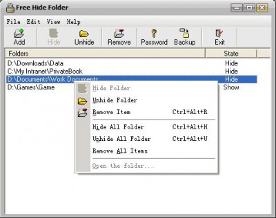 Free Hide Folder 3.5 screenshot