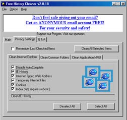 Free History Cleaner 2.82 screenshot