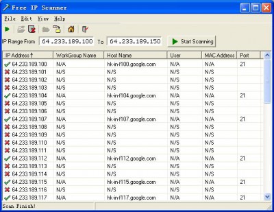 Free IP Scanner 3.3 screenshot
