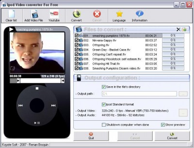 Free iPod Video Converter 3.0 screenshot