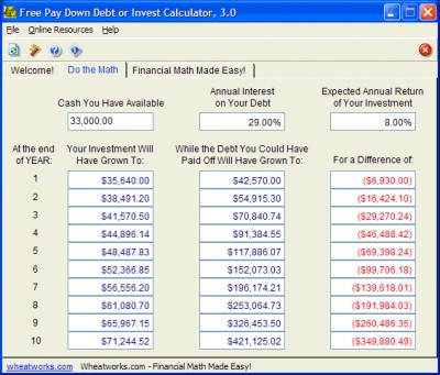 Free Pay Down Debt or Invest Calculator 4.5.1 screenshot
