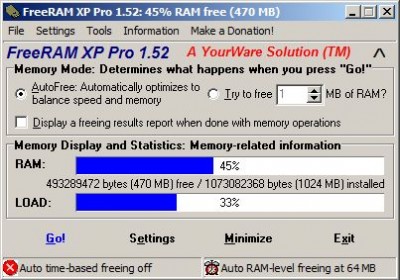 FreeRAM XP Pro 1.52 screenshot