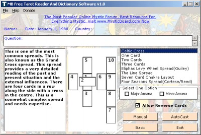 MB Free Tarot Reader And Dictionary 1.30 screenshot