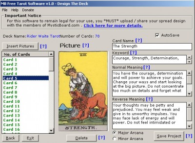 MB Free Tarot Software 1.60 screenshot