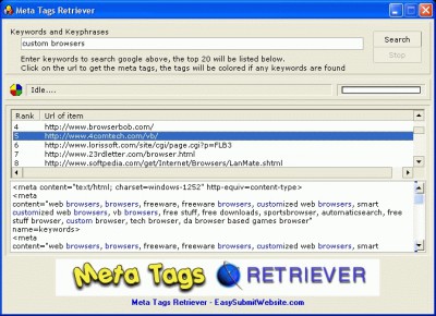 Meta Tags Retriever 1.12 screenshot
