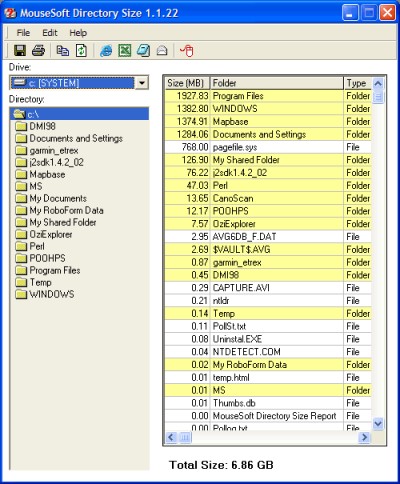 MouseSoft Directory Size 1.1.24 screenshot