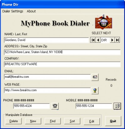 MyPhone Book Dialer 9.0 screenshot