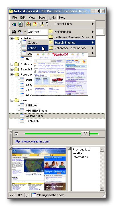 NetVisualize Favorites Organizer 1.5.0 screenshot