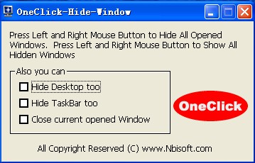 OneClick Hide Window 1.6 screenshot
