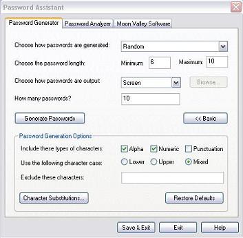 Password Assistant 1.0 screenshot