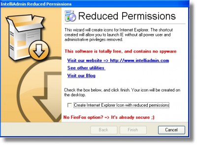 Reduced Permissions 2.0 screenshot