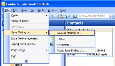 Save Mailing List 1.2 screenshot