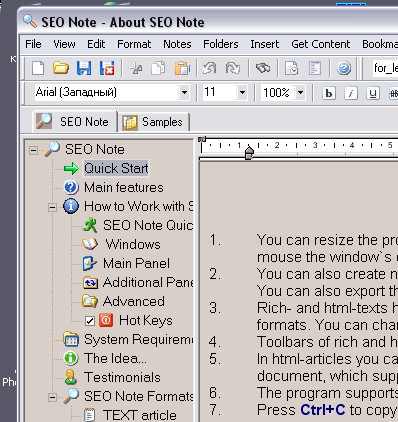 SEO Note 1.3.34 screenshot