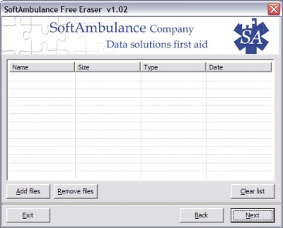 SoftAmbulance Free Eraser 1.30 screenshot