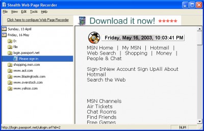 Stealth Web Page Recorder 1.1 screenshot