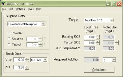 Sulphite Calculator 3.00 screenshot