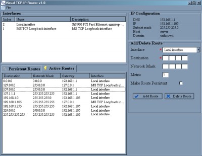 Visual TCPIP Router 1.00 screenshot